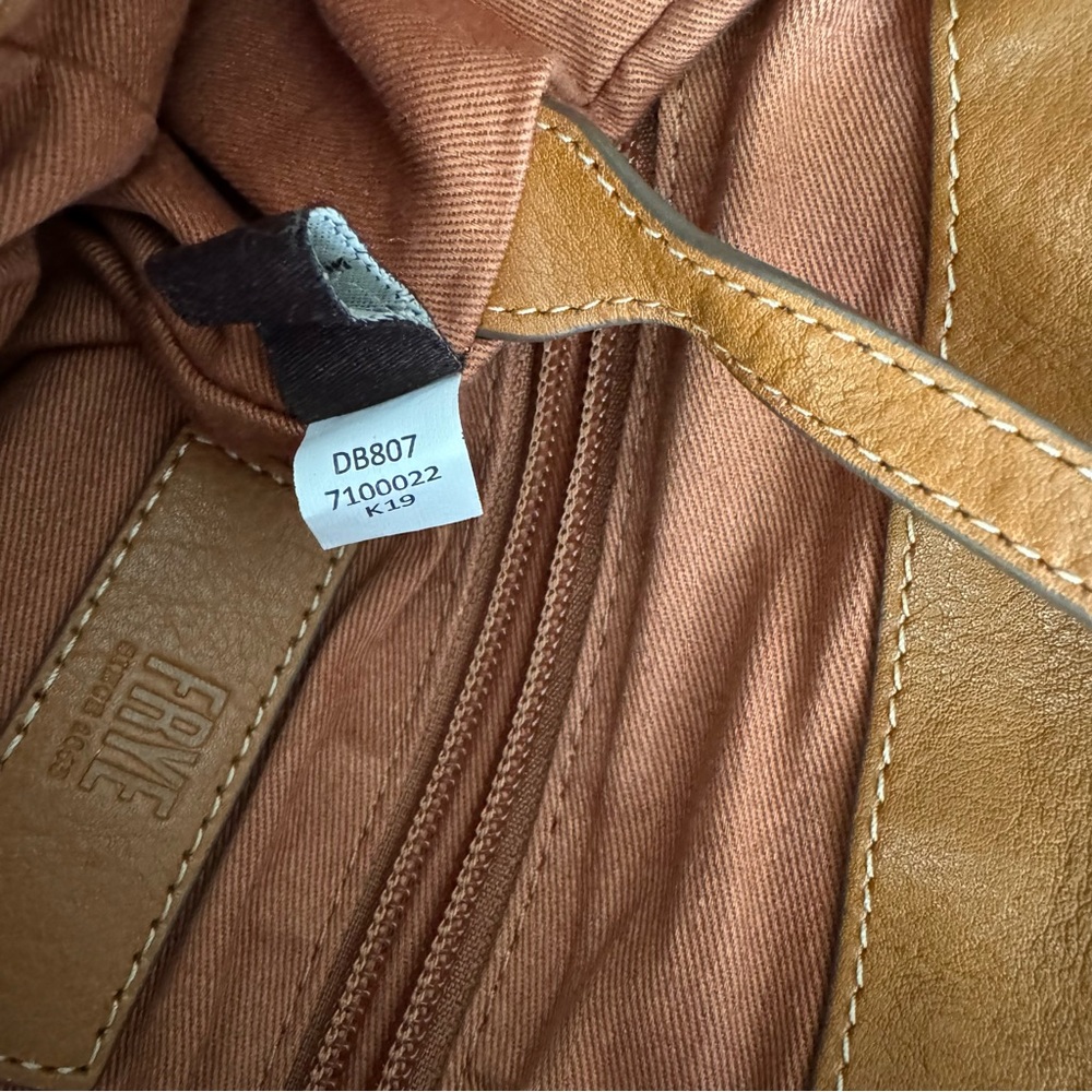 Frye Tan Leather Drawstring Flap Backpack - image 7